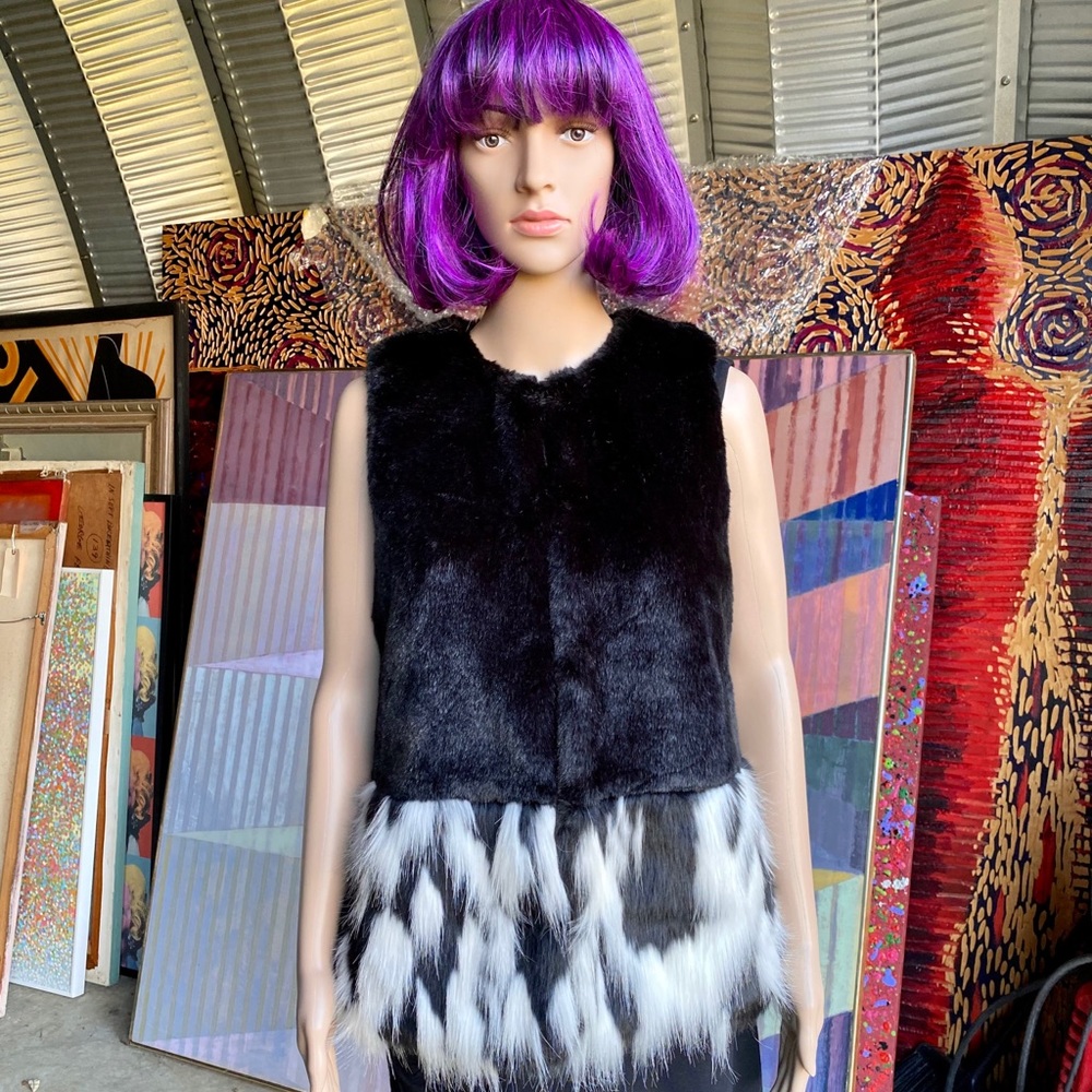 Michael Kors Faux Fur Black & White Vest.